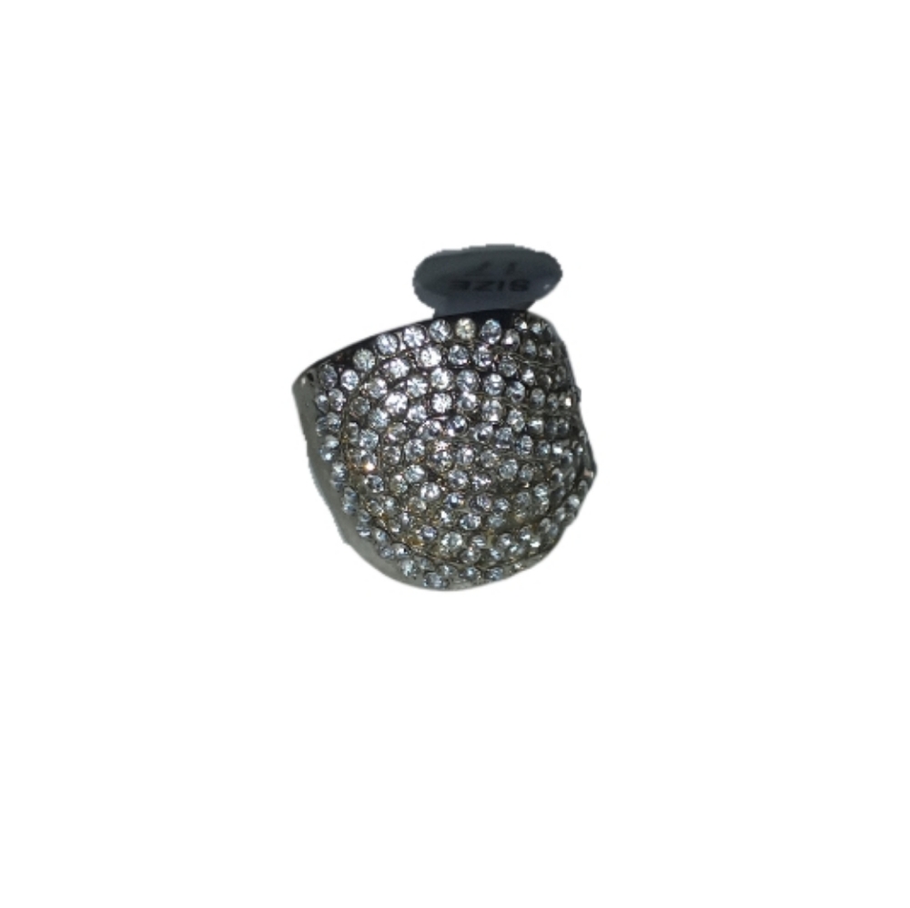 Silver Tone Pave Dome Statement Ring - image 1
